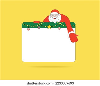 Christmas space banner with santa clause. 90s vintage retro style vector advertisement