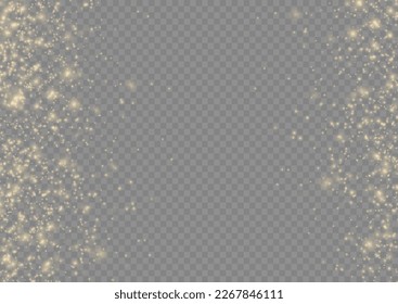 Weihnachten funkelt Licht-Effekt, glänzende Lichter. Gelbe Funken auf transparentem Hintergrund. Zauberhafte, goldene Staubpartikel. Linsen funkeln oder glänzende glänzende Sterne. Vektorgrafik.
