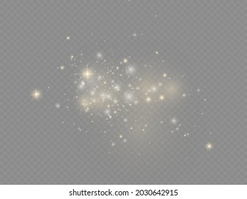 Efecto de luz brillante de Navidad, chispas de polvo blanco y brillo de estrella con luz especial, partículas mágicas de polvo brillantes aisladas en fondo transparente, luces brillantes, chispa, ilustración vectorial.