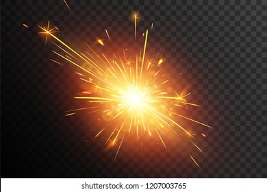 Christmas sparkler. Fiery sparks.  Firework effect. Star explosion. Sparkle burst.