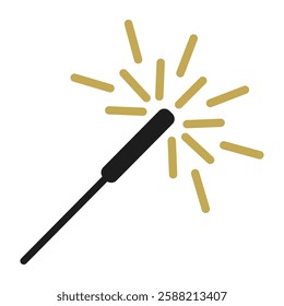 Christmas sparkler flat icon on white background. Simple vector illustration.
