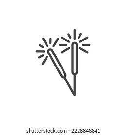 Icono de la línea de destello de Navidad. signo de estilo lineal para concepto móvil y diseño web. Icono del vector del contorno del destello de luz bengalí. Símbolo, ilustración del logotipo. Gráficos vectoriales