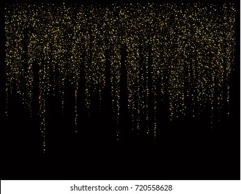 Christmas sparkles, gold, silver New Year background. Fairy lights. Magic sparkling cosmic pattern, falling down stars and glitter. Celebration, holiday lights, festive new year and christmas sparkles