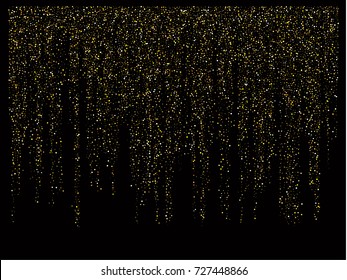 Christmas sparkles, gold, silver New Year background. Fairy lights. Magic sparkling cosmic pattern, falling down stars and glitter. Celebration, holiday lights, festive new year and christmas sparkles