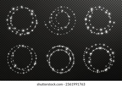 Christmas sparkling bright small lights in white color.
Vector group of shining wind garlands for your design. Stock royalty free.
Design element for cards, invitations, business cards, promotions, ba