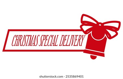 Christmas special delivery. Stamp design. Holiday template for Xmas handmade gifts. Vector illustration