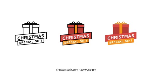 Christmas special gift icon badge set. Label illustration for marketing, promotions or social media. editable color vector.