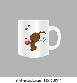 Christmas special kawaii illustration glass mug design