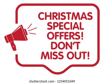 Christmas Special Offers Announcement. Vector Speech Balloon.