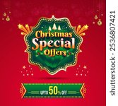 Christmas Special offers. Xmas Logo unit. Sale, Shopping, Ecommerce, Advertising, Promo Offers Label Design Vector Layered. Christmas Sale Concept