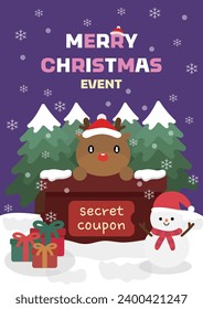 Christmas Special Sale Shopping Coupon Event  Template for Korean (Santa, Rudolph, Snowman, Etc..)