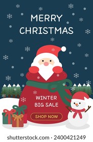 Christmas Special Sale Shopping Coupon Event  Template for Korean (Santa, Rudolph, Snowman, Etc..)