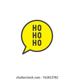 Christmas speech bubble with ho ho ho filled outline icon, line vector sign, linear colorful pictogram isolated on white. Santa Claus laughter symbol, logo illustration. Pixel perfect vector graphics