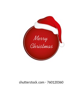 Christmas speech bubble with a Santa Claus hat. Holiday sale. Vector. invitation to a party.