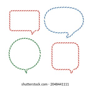 Christmas speech bubbles set with candy canes.