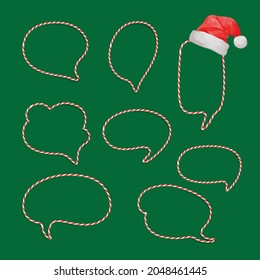 Christmas speech bubbles set with candy canes.