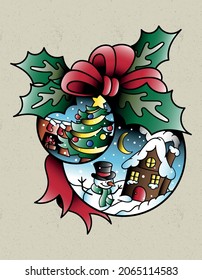 christmas sphere decorative graphic design