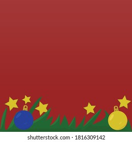 Christmas spheres with branches on color background