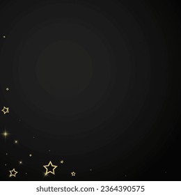 Christmas spirit. Scattered falling stars. Festive christmas confetty overlay template. Festive stars vector illustration on black background.