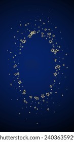 Christmas spirit. Scattered falling stars. Festive christmas confetty overlay template. Festive stars vector illustration on dark blue background.