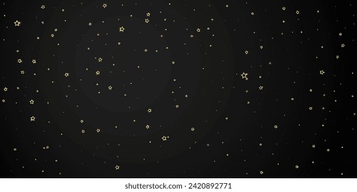 Christmas spirit. Scattered falling stars. Festive christmas confetty overlay template. Festive stars vector illustration on black background.