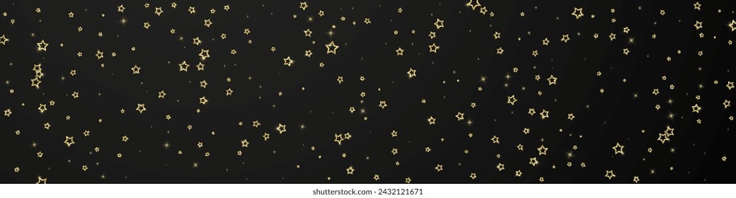 Christmas spirit. Scattered falling stars. Festive christmas confetty overlay template. Festive stars vector illustration on black background.