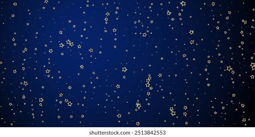 Christmas spirit. Scattered falling stars. Festive christmas confetty overlay template. Festive stars vector illustration on dark blue background.