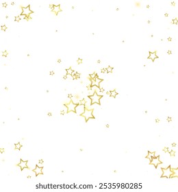 Christmas spirit. Scattered falling stars. Festive christmas confetty overlay template. Festive stars vector illustration on white background.