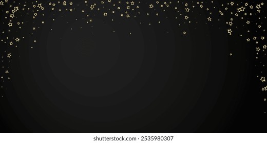 Espírito de Natal. Espalhadas estrelas caindo. Modelo de sobreposição de confetty de Natal festivo. Ilustração vetorial de estrelas festivas sobre fundo preto.