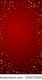 Christmas spirit. Scattered falling stars. Festive christmas confetty overlay template. Festive stars vector illustration on red background.