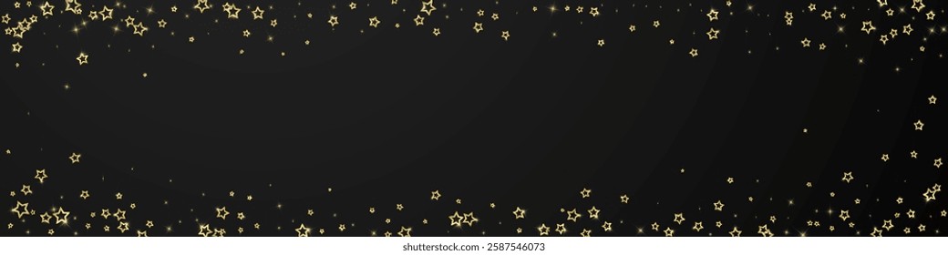 Christmas spirit. Scattered falling stars. Festive christmas confetty overlay template. Festive stars vector illustration on black background.