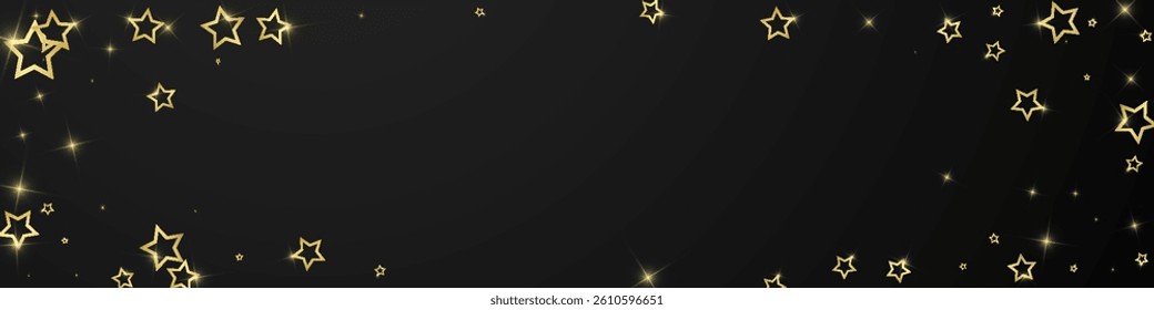 Christmas spirit. Scattered falling stars. Festive christmas confetty overlay template. Festive stars vector illustration on black background.