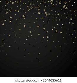 Christmas spirit. Scattered falling stars. Festive christmas confetty overlay template. Festive stars vector illustration on black background.