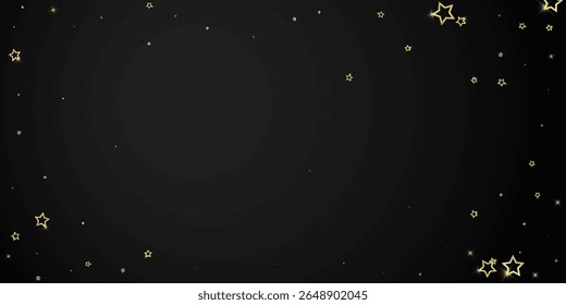 Christmas spirit. Scattered falling stars. Festive christmas confetty overlay template. Festive stars vector illustration on black background.