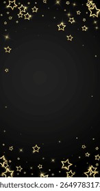 Christmas spirit. Scattered falling stars. Festive christmas confetty overlay template. Festive stars vector illustration on black background.
