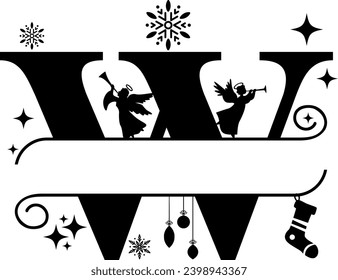 Christmas Split Alphabet, Christmas Monogram, Christmas Letters
