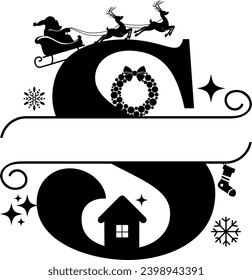 Alfabeto de Navidad dividido, Monograma de Navidad, Cartas de Navidad