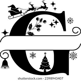 Christmas Split Alphabet, Christmas Monogram, Christmas Letters