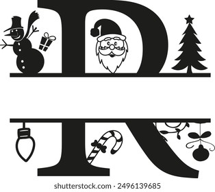 Christmas Split Alphabet, Christmas Monogram, Christmas Letters - split monogram