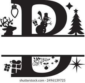 Christmas Split Alphabet, Christmas Monogram, Christmas Letters - split monogram