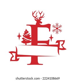 Christmas Split Font Single Alphabet Vector Illustration
