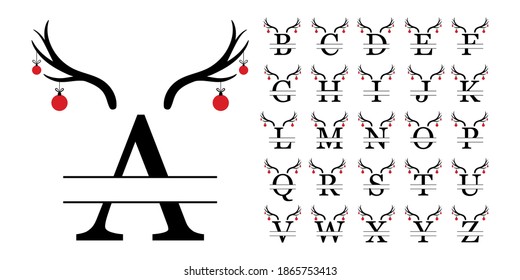 
Christmas Split Monogram Alphabet, Reindeer 