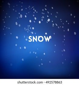 Christmas square blurred background - night snow sky colors With quote - snow