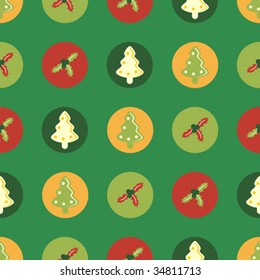 Christmas square seamless paper with tree and holly