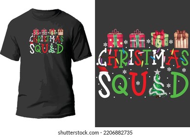 christmas squid t shirt design.