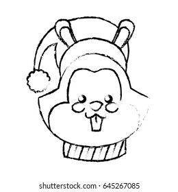 christmas squirrel animal character with hat scarf and nuts