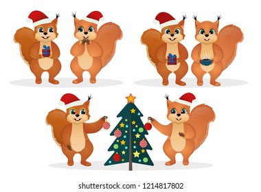 Christmas squirrel couple - happy funny animals 