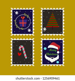 Christmas Stamp Collection Vector