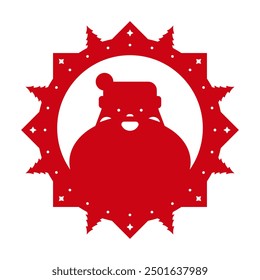 Christmas stamp design with cute Santa Claus. Template for Xmas handmade gifts. Vector illustration.