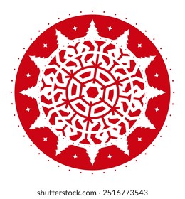 Christmas stamp design in shape of snowflake. Holiday template for Xmas handmade gifts. Vector.